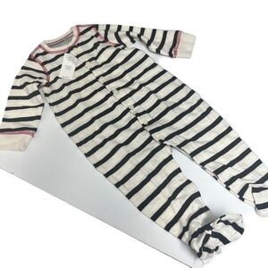 Baby Gap Navy & White Striped NWT 6-9 M red trim valentine back one piece
